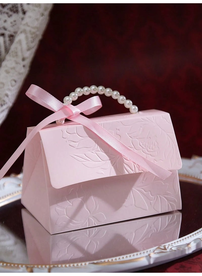 زينه العيد علب هدايا وتوزيعات العيد بتصميم مزهر منقوش أنيق يضيف لمسة فاخرة لتقديم هدايا العيد  مزود بمقبض بشكل لؤلؤ  مجموعه من 10 علب هدايا وتوزيعات العيد للحلوى والهدايا الصغيرة والمجوهرات وتوزيعات العيد للاحتفال بالعيد - Image 2